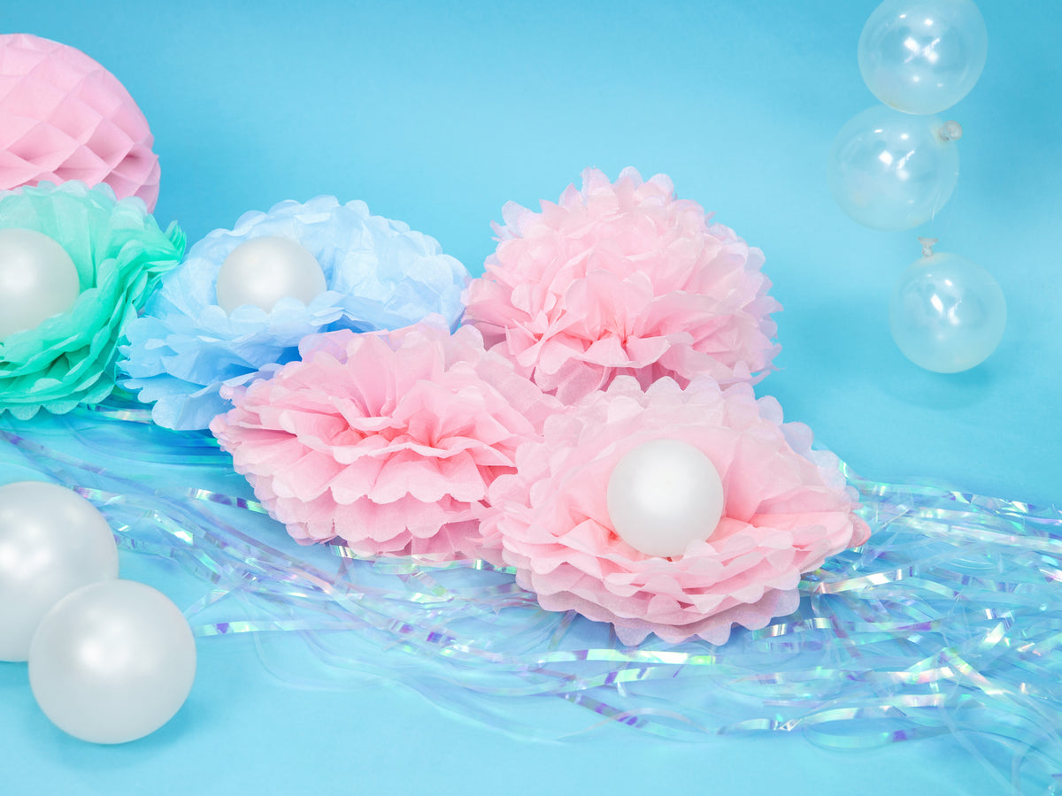 Gender Reveal Party Decorations Baby Shower Blue Pink Tissue Paper Pom  Flowers