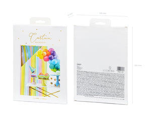 Pastel Rainbow Fringe Curtain Packaged