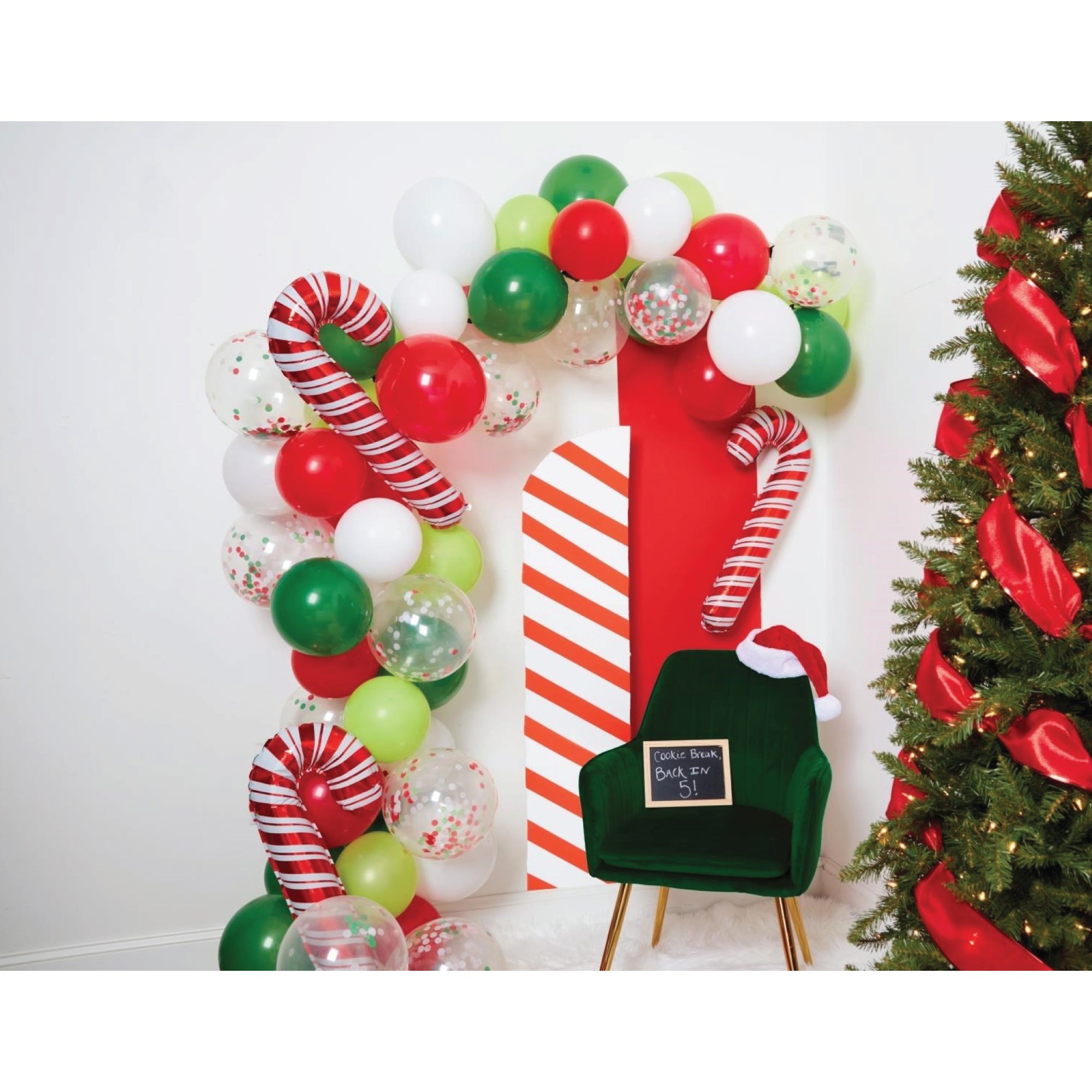 Candy Cane Holiday Balloon Garland Kit Santa Photobackdrop