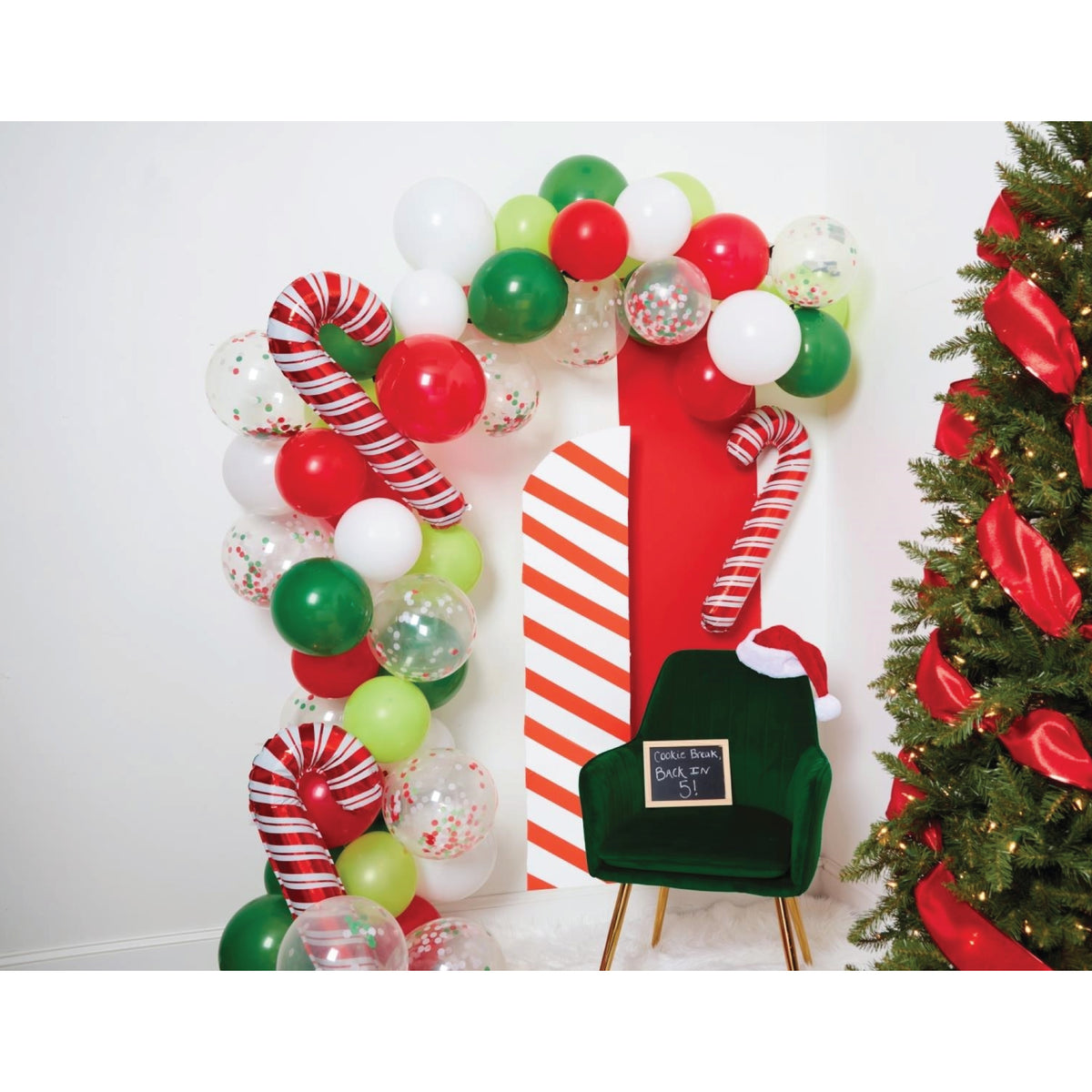 Candy Cane Holiday Balloon Garland Kit Santa Photobackdrop
