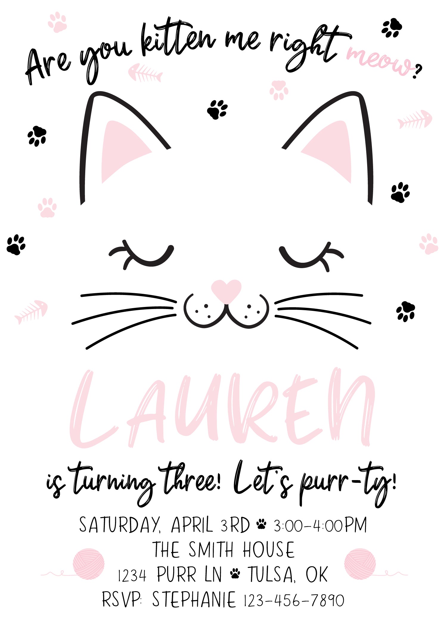 Purrfect Cat Pawty Digital Birthday Invitation | The Party Darling