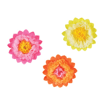 Bright Multicolor Tissue Paper Flower Decorations 3ct