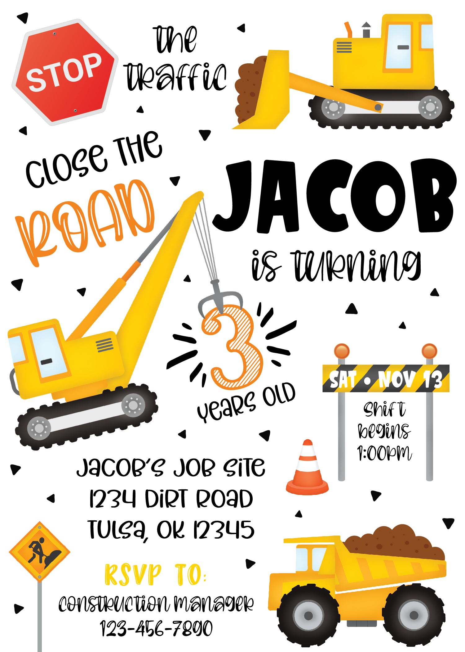 Construction Zone Birthday Party Invitation | The Party Darling