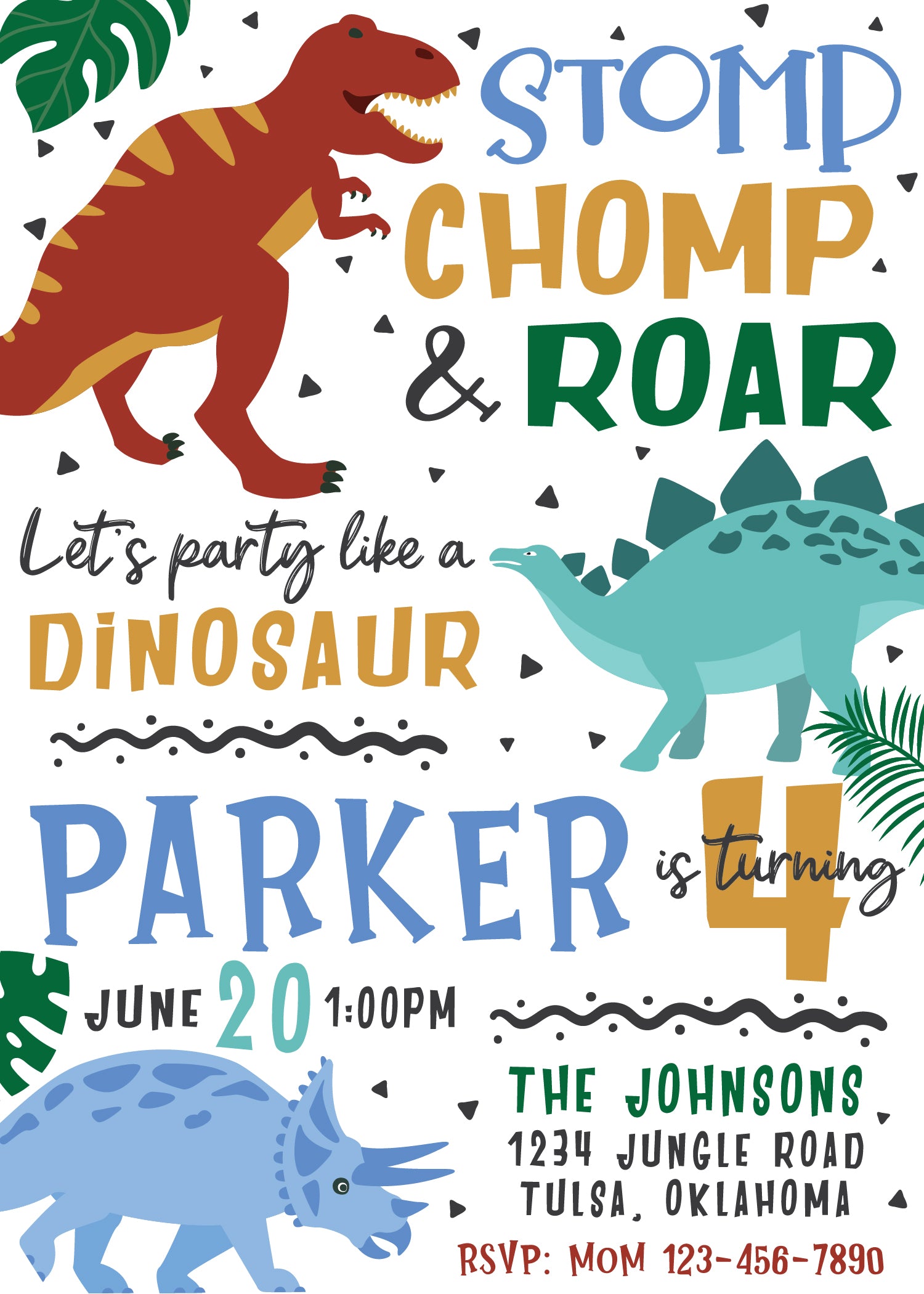 Custom Dinosaur Kingdom Birthday Party Invitation | The Party Darling