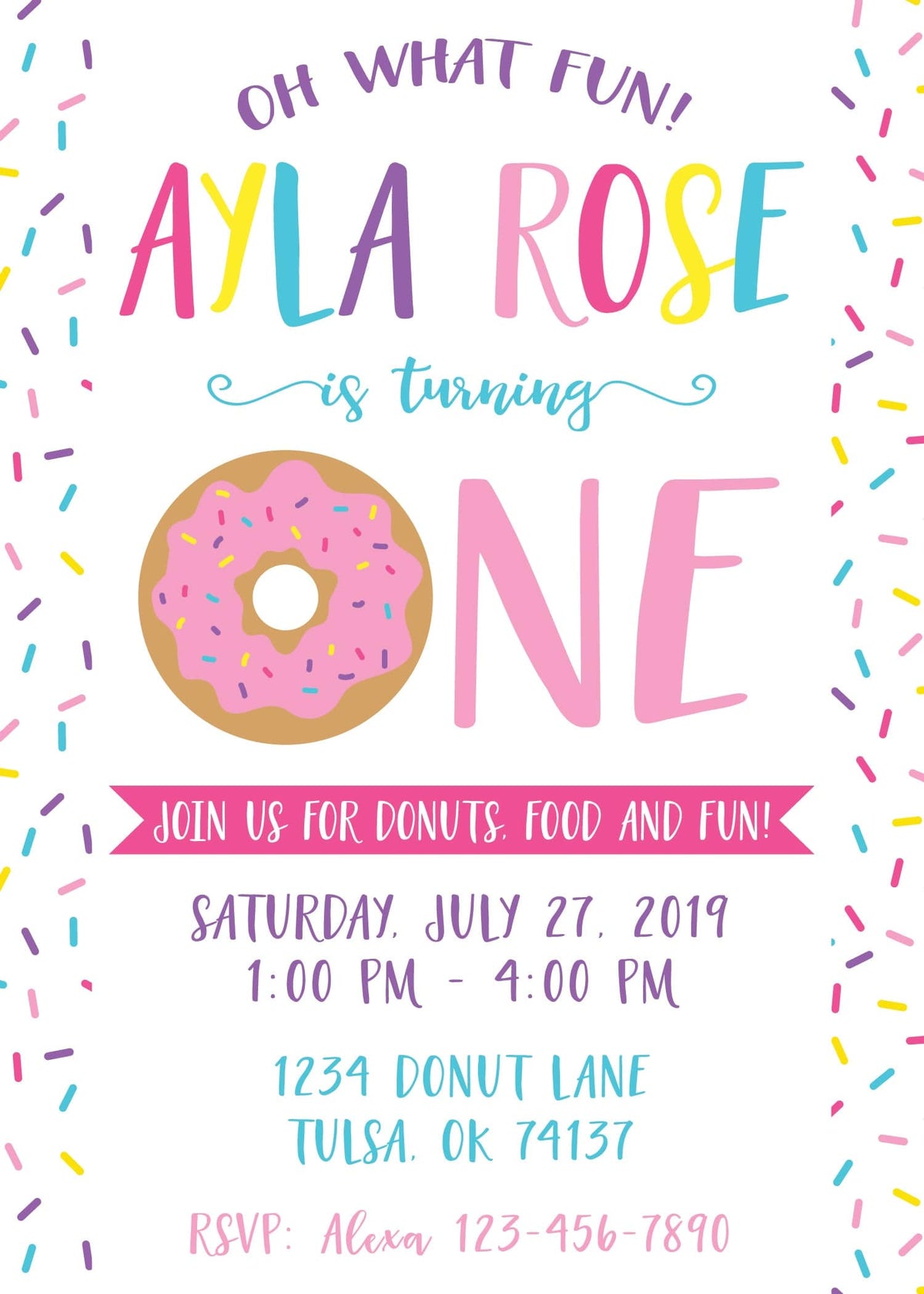 Personalized Donut Birthday Invitation | The Party Darling personalized-donut-birthday-invitation-the-party-darling