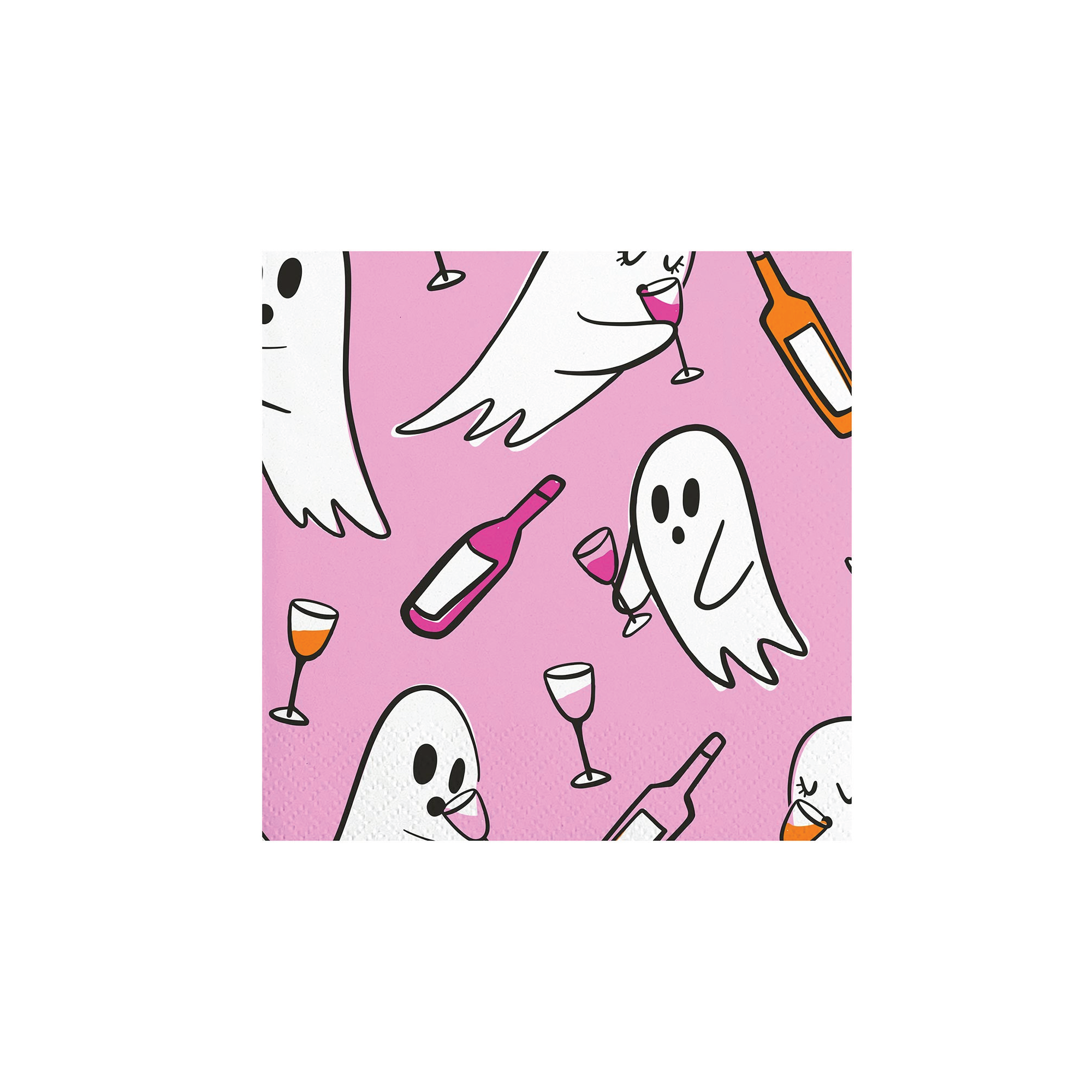 Drinking Ghosts Neon Pink Dessert Napkins 20ct  | The Party Darling