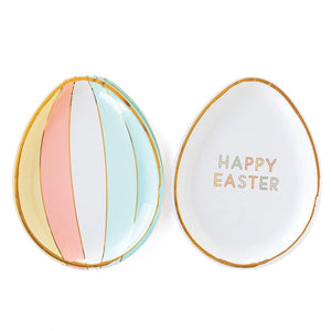 Happy Easter Egg Shaped Dessert Plates 