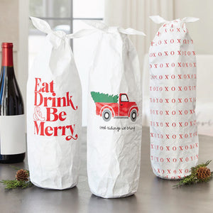 Eat, Drink, & Be Merry Tyvek Wine Bottle Bag 1ct Displayed