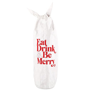 Eat, Drink, & Be Merry Tyvek Wine Bottle Bag 1ct | The Party Darling