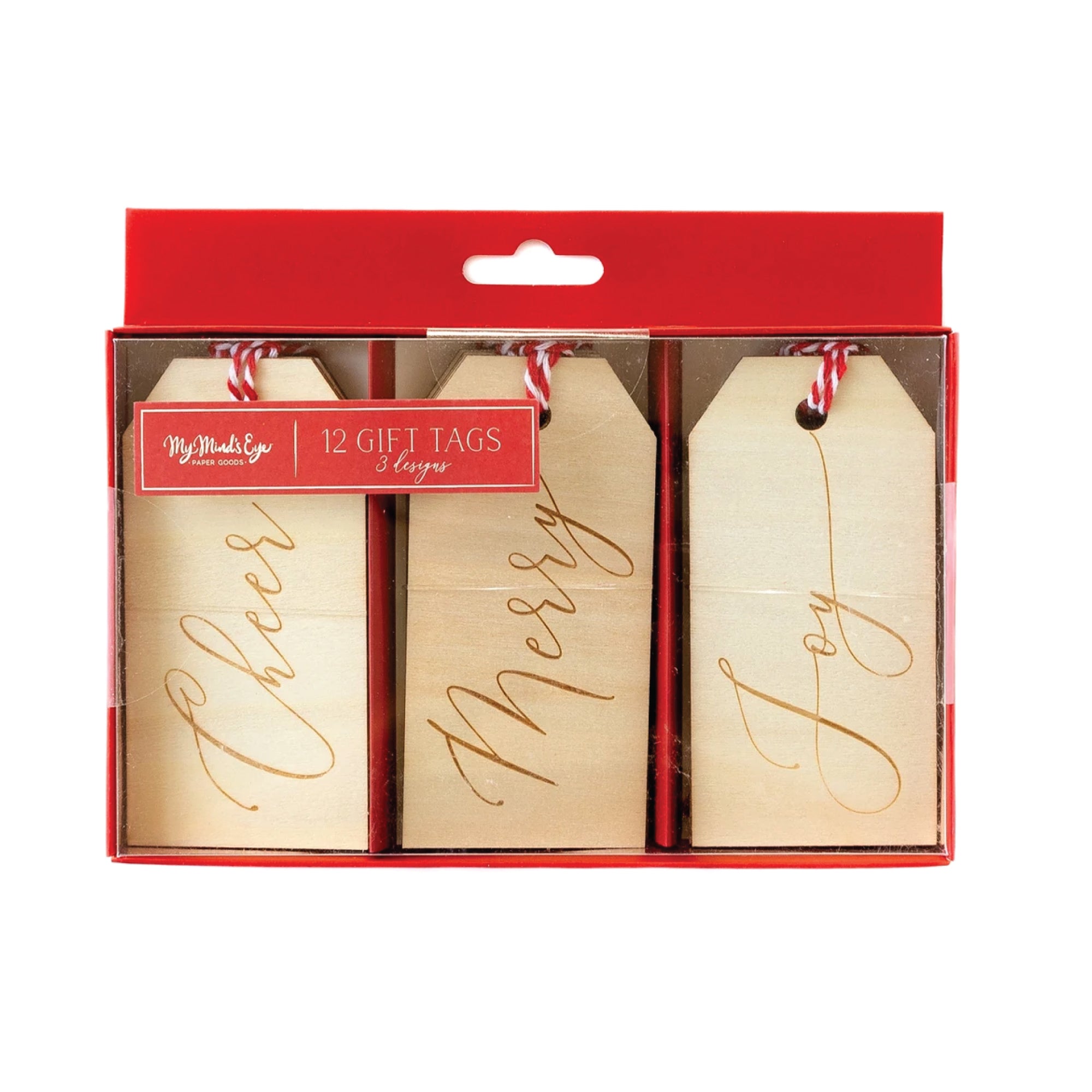 Wooden Christmas Gift Tag Set 12ct | The Party Darling