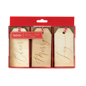 Etched Wood Gift Tag Set 12ct | The Party Darling