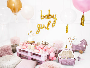 Gold Baby Letter Balloon Banner with Girl Balloon