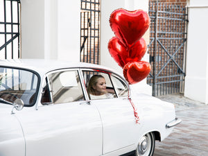 Red Heart Foil Balloon 18" on car