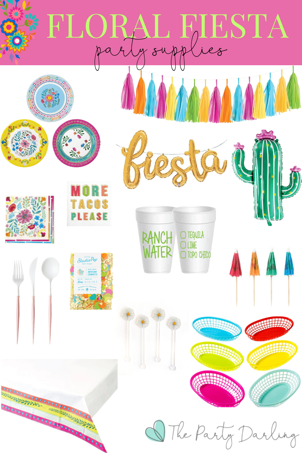 Let's Fiesta Cups, Fiesta Party Cups, Mexican Fiesta Cups, Plastic