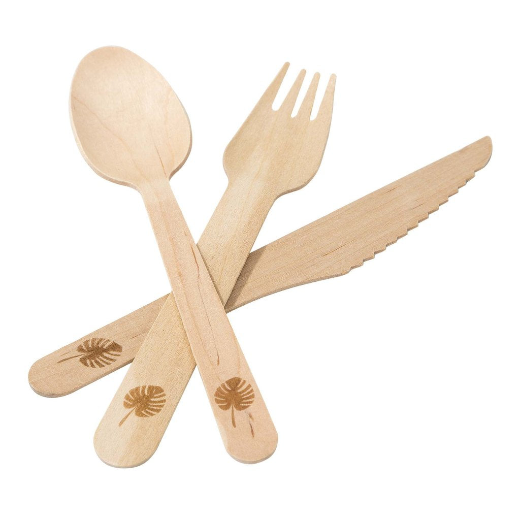 Tropical Wooden Cutlery Service for 6 | The Party Darling