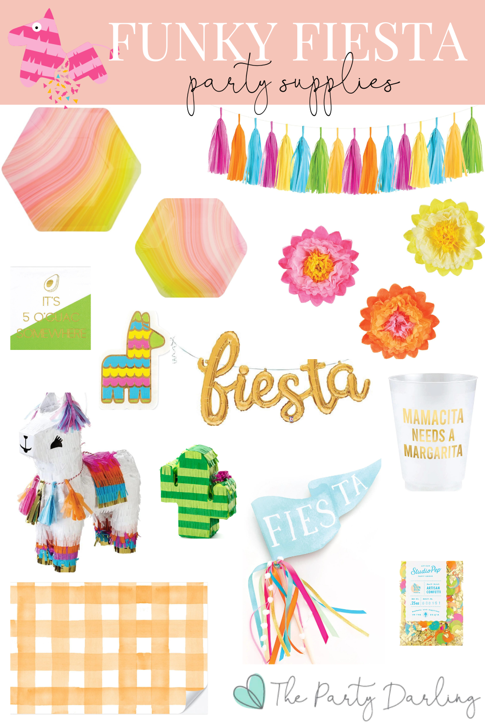  202 Piece Fiesta Party Decorations Set With Pre-Strung