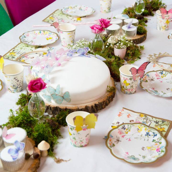 Floral Fairy Butterfly Dessert Plates 12ct | The Party Darling