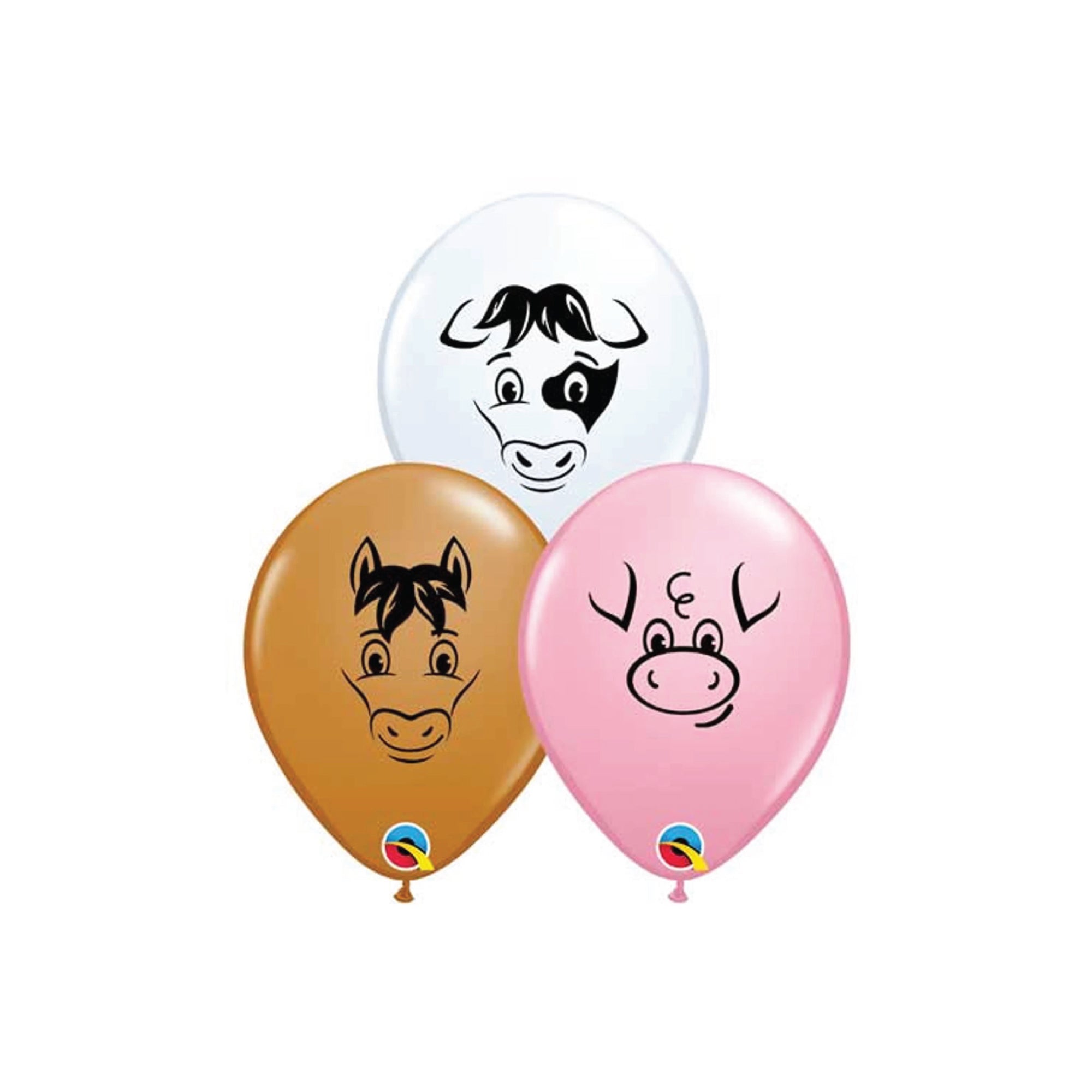 Farm Animal Face Small Latex Balloons 6ct | The Party Darling