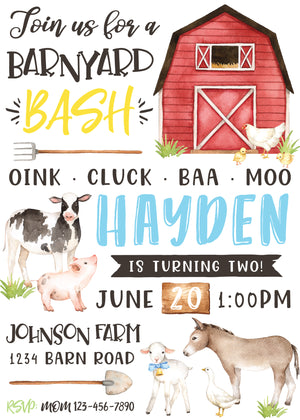Farm Birthday Party Invitation Front