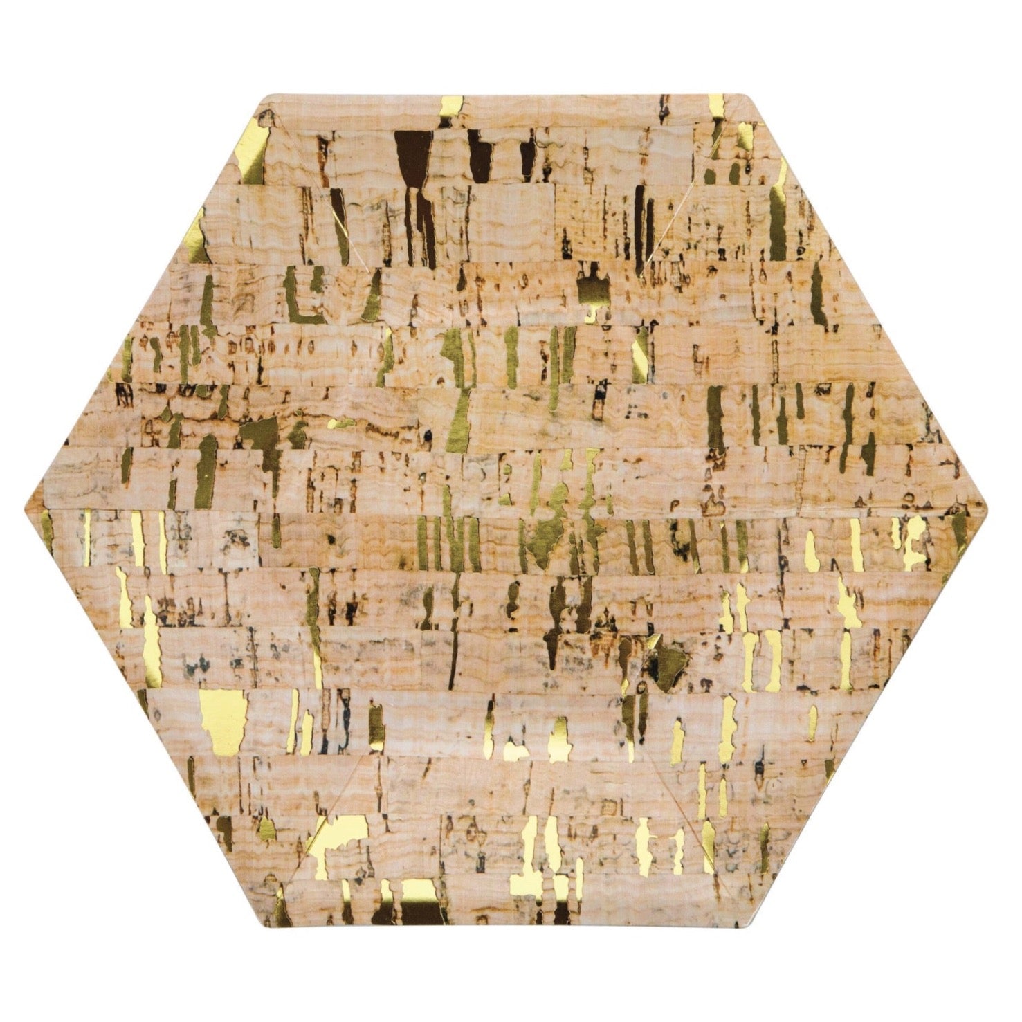 Hexagon Gold Foil Cork Lunch Plates 8ct | The Party Darling