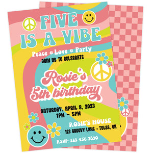 Five is a Vibe Groovy Birthday Invitation | The Party Darling