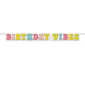 Groovy Birthday Vibes Fringe Banner 5ft | The Party Darling