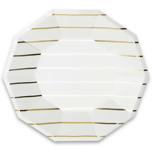 Frenchie Metallic Gold Striped Lunch Plates 8ct | The Party Darling