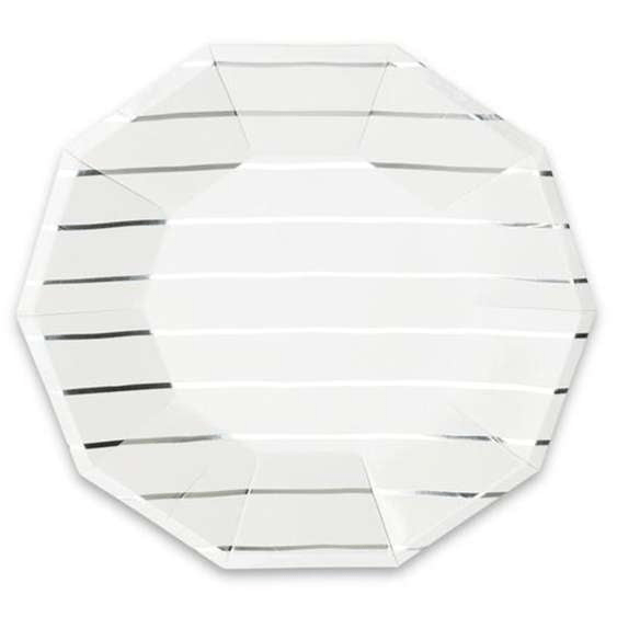 Frenchie Metallic Silver Striped Lunch Plates 8ct | The Party Darling