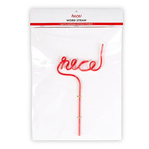 Red NICE Plastic Word Straw Packaged