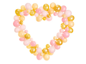 Pink & Gold Heart Shaped Balloon Garland Kit 68pc | The Party Darling