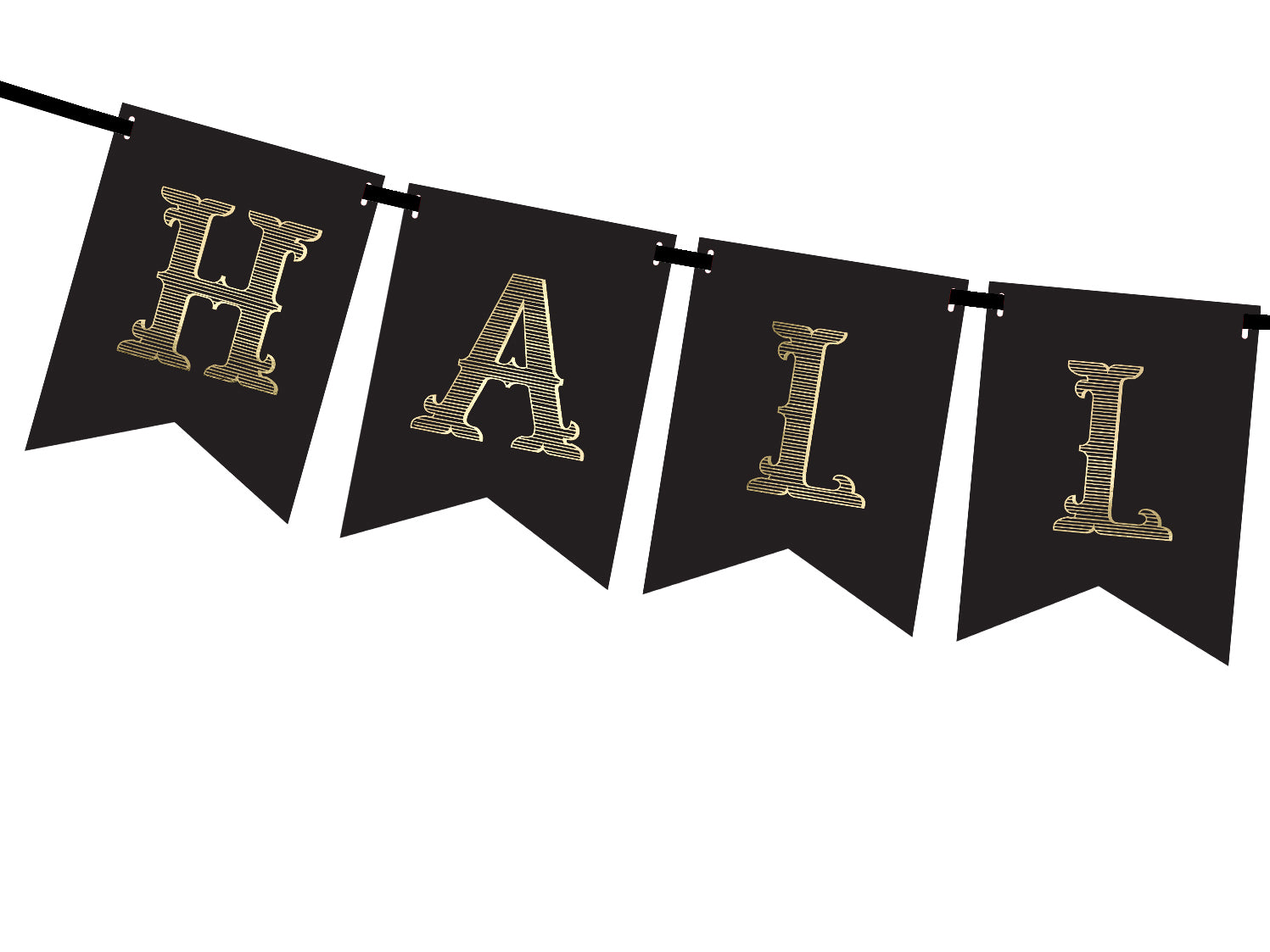 Black and Gold Halloween Pennant Banner