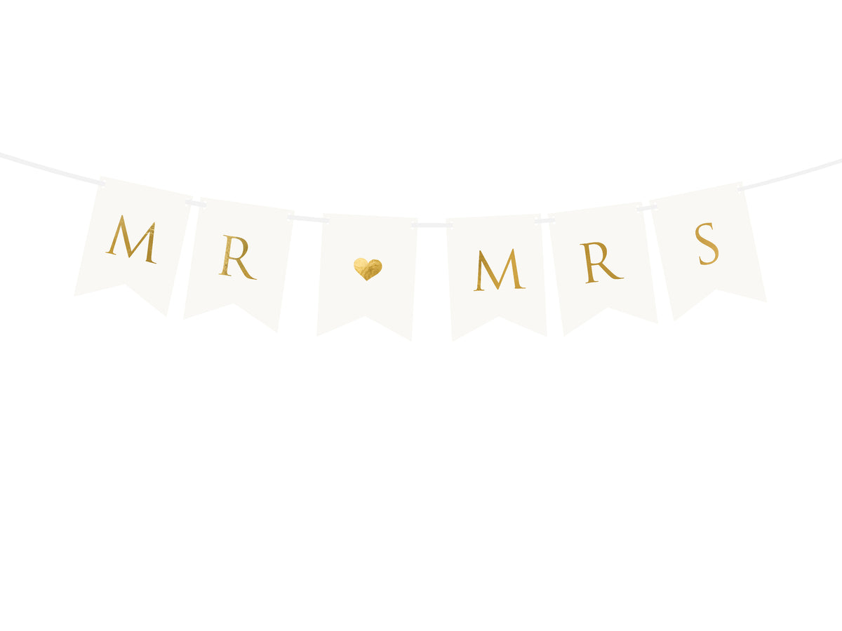 DIY White and Gold Mr. &amp; Mrs. Pennant Banner | The Party Darling