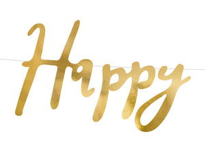 up close Gold Happy Birthday Letter Banner