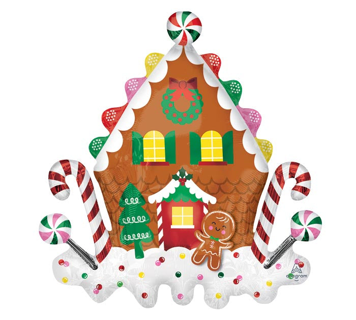 Gingerbread House Foil Balloon 30in | The Party Darling