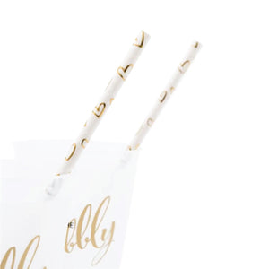Gold Foil Heart Paper Straws 25ct In Glass