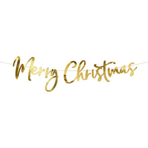 Gold Merry Christmas Cursive Letter Banner | The Party Darling