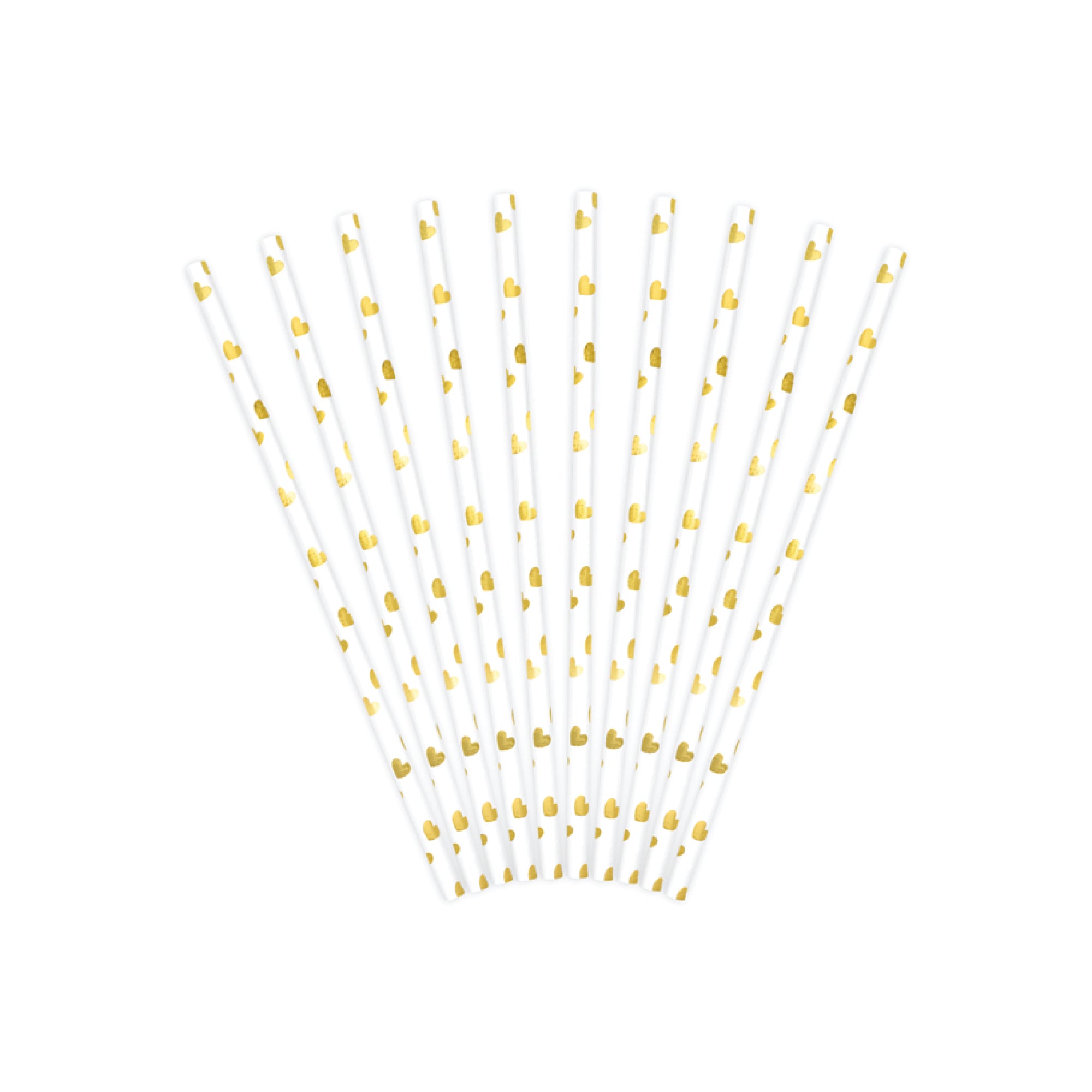 Gold Metallic Heart Paper Straws 10ct - The Party Darling