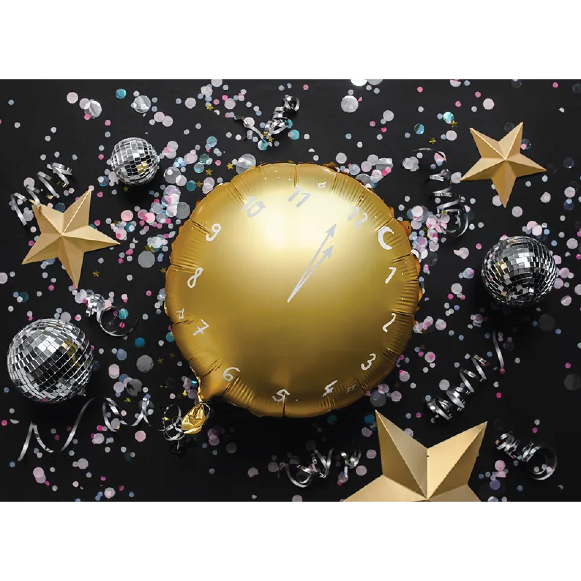 Gold New Year Clock Foil Balloons 14in | The Party Darling