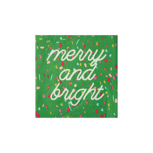 Green Confetti Merry & Bright Dessert Napkins 20ct Back Side