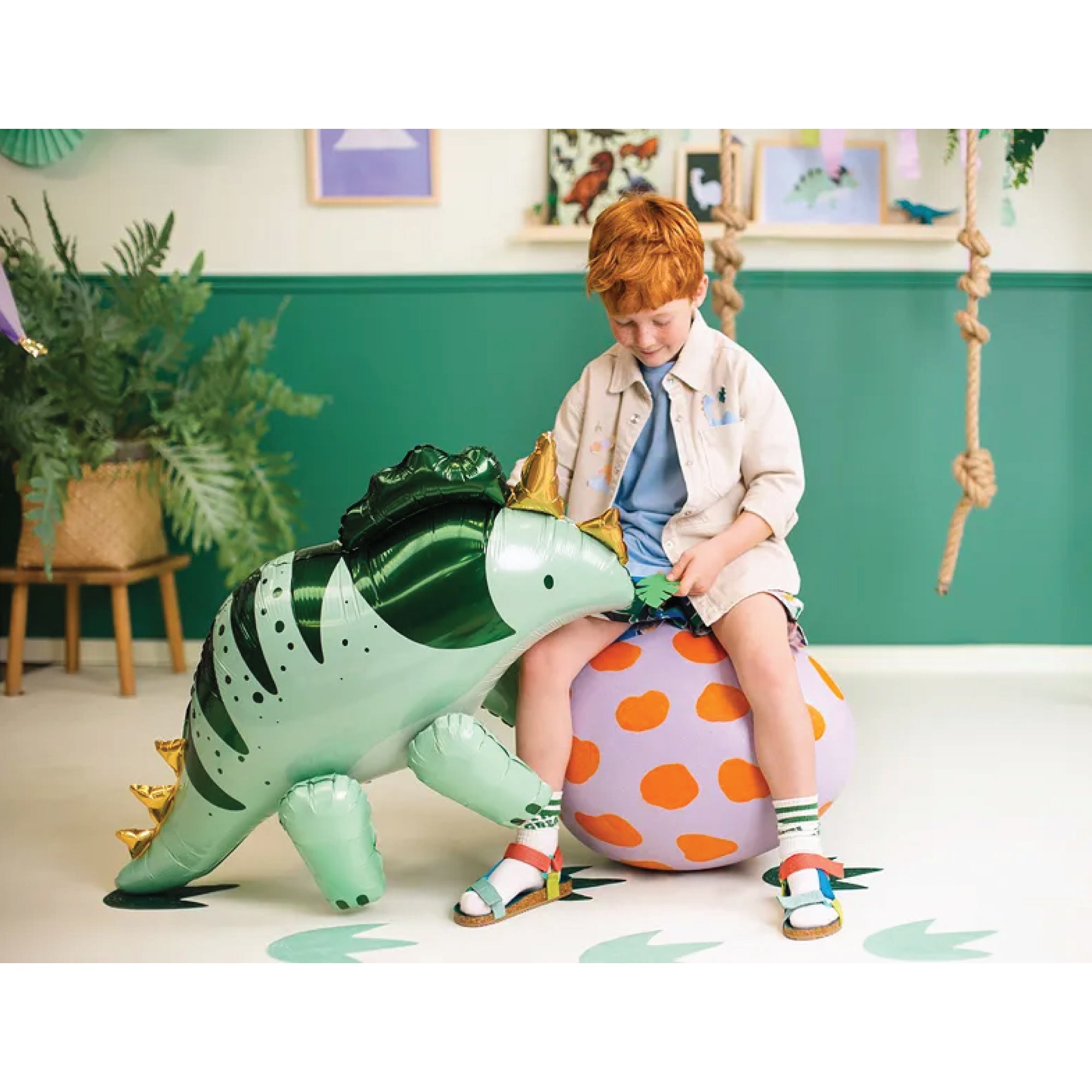 Green Standing Triceratops Balloon 36.5in | The Party Darling