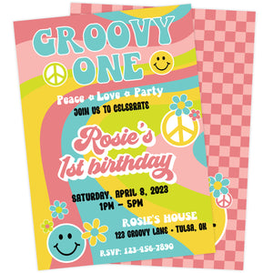 Groovy One First Birthday Invitation | The Party Darling
