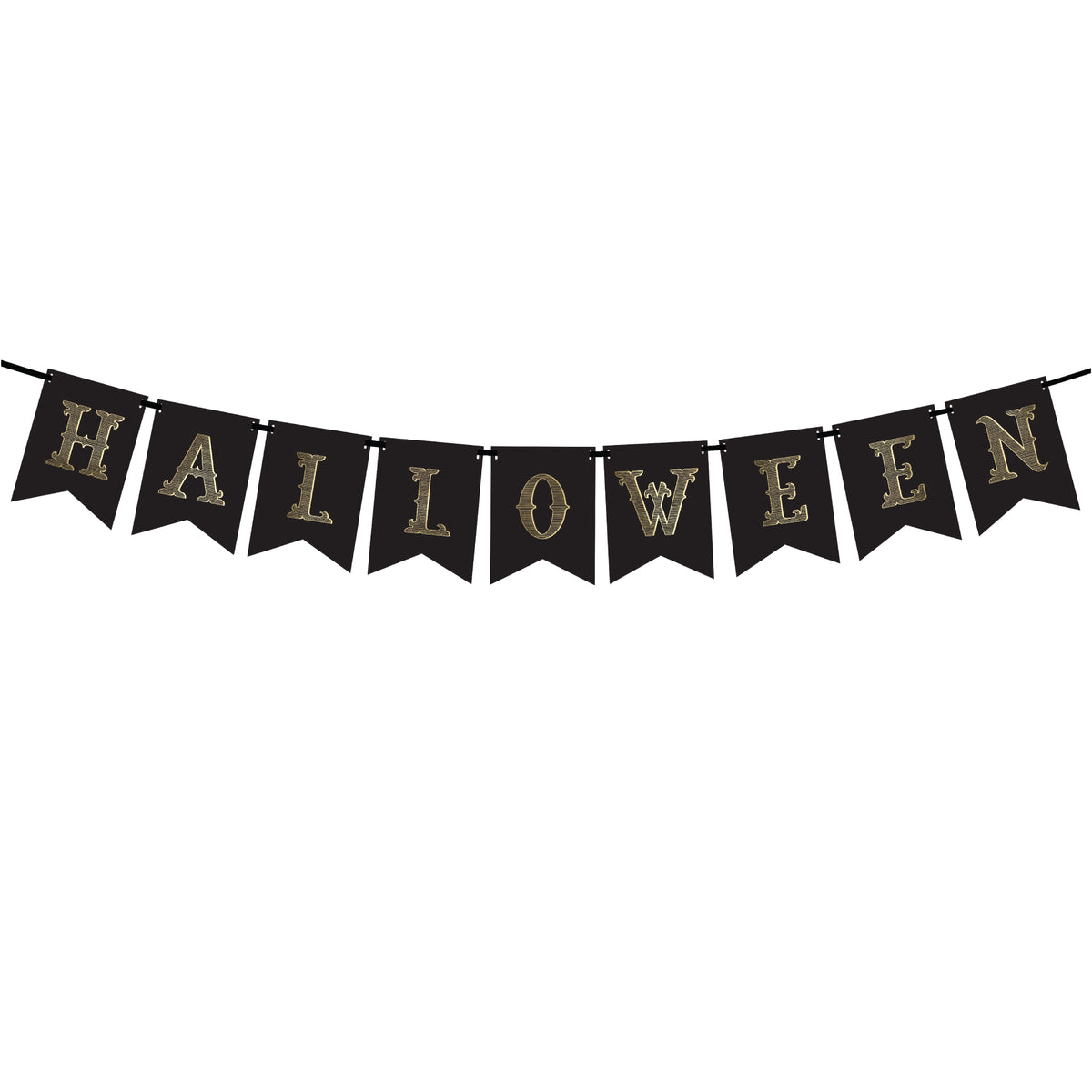Black and Gold Halloween Pennant Banner