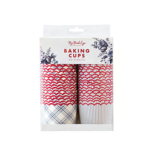 Hamptons Blue & Red Food Cups 50ct | The Party Darling