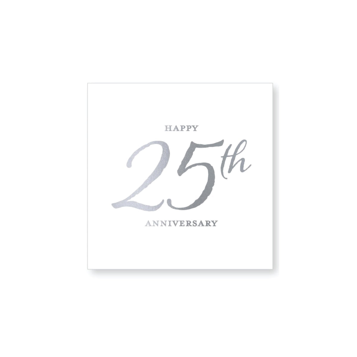 Silver Happy 25th Anniversary Dessert Napkins 20ct | The Party Darling