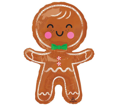 Happy Gingerbread Man Foil Balloon 31in