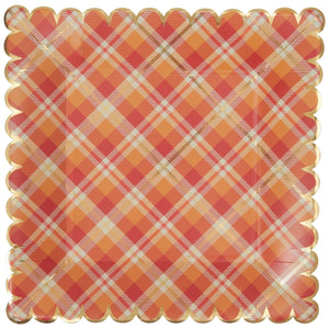 Harvest Plaid Scalloped Square Lunch Plates 8ct | The Party Darling