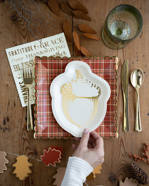 Harvest Plaid Square Scalloped Plates 8ct | The Party Darling