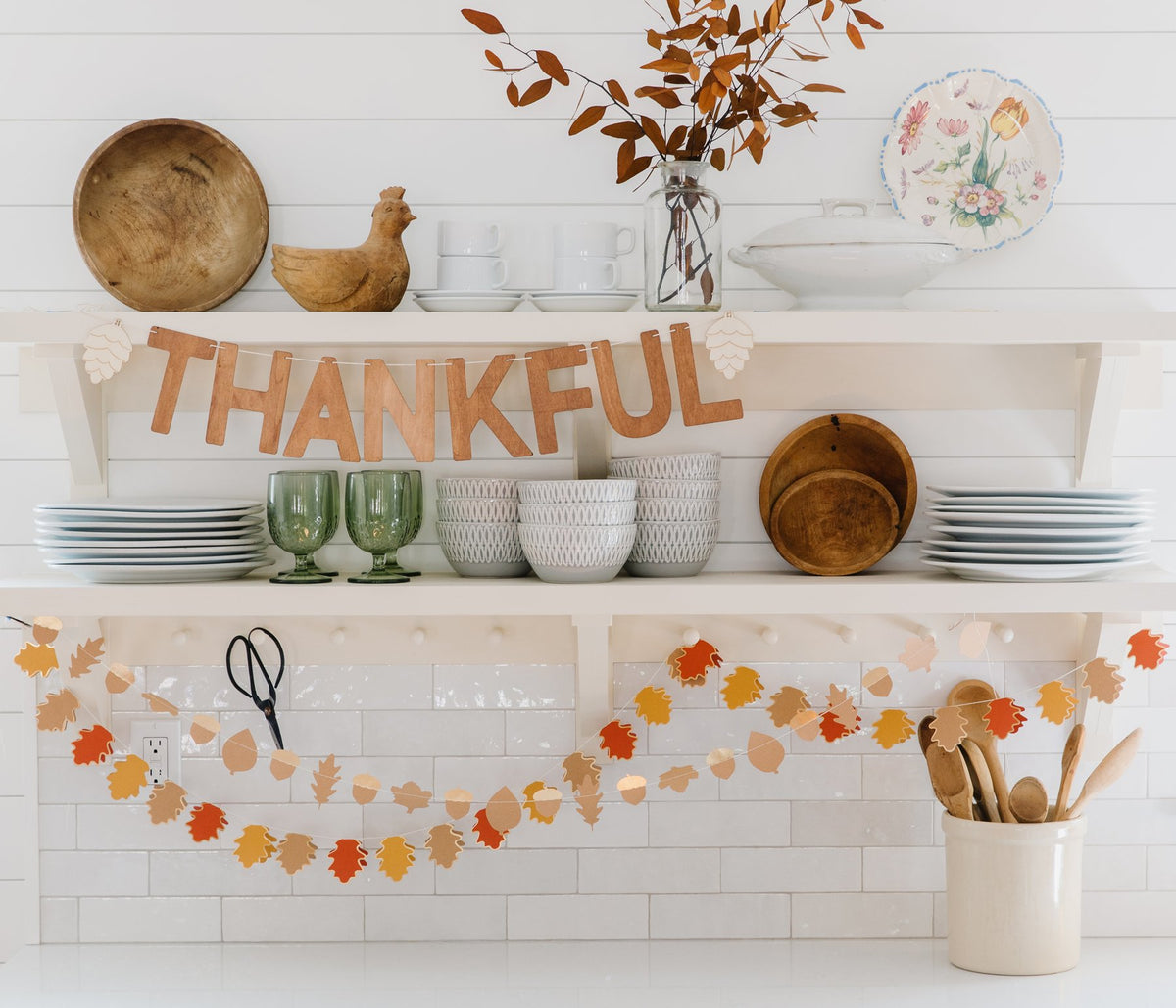 Harvest Wood Thankful Banner Kitchen Display