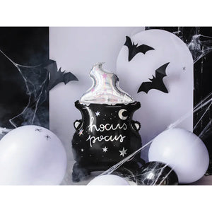 Holographic Black Cauldron Halloween Balloon 31.5in Party Set Up