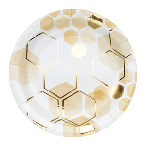 Gold Honeycomb Lunch Plates 8ct | The Party Darling
